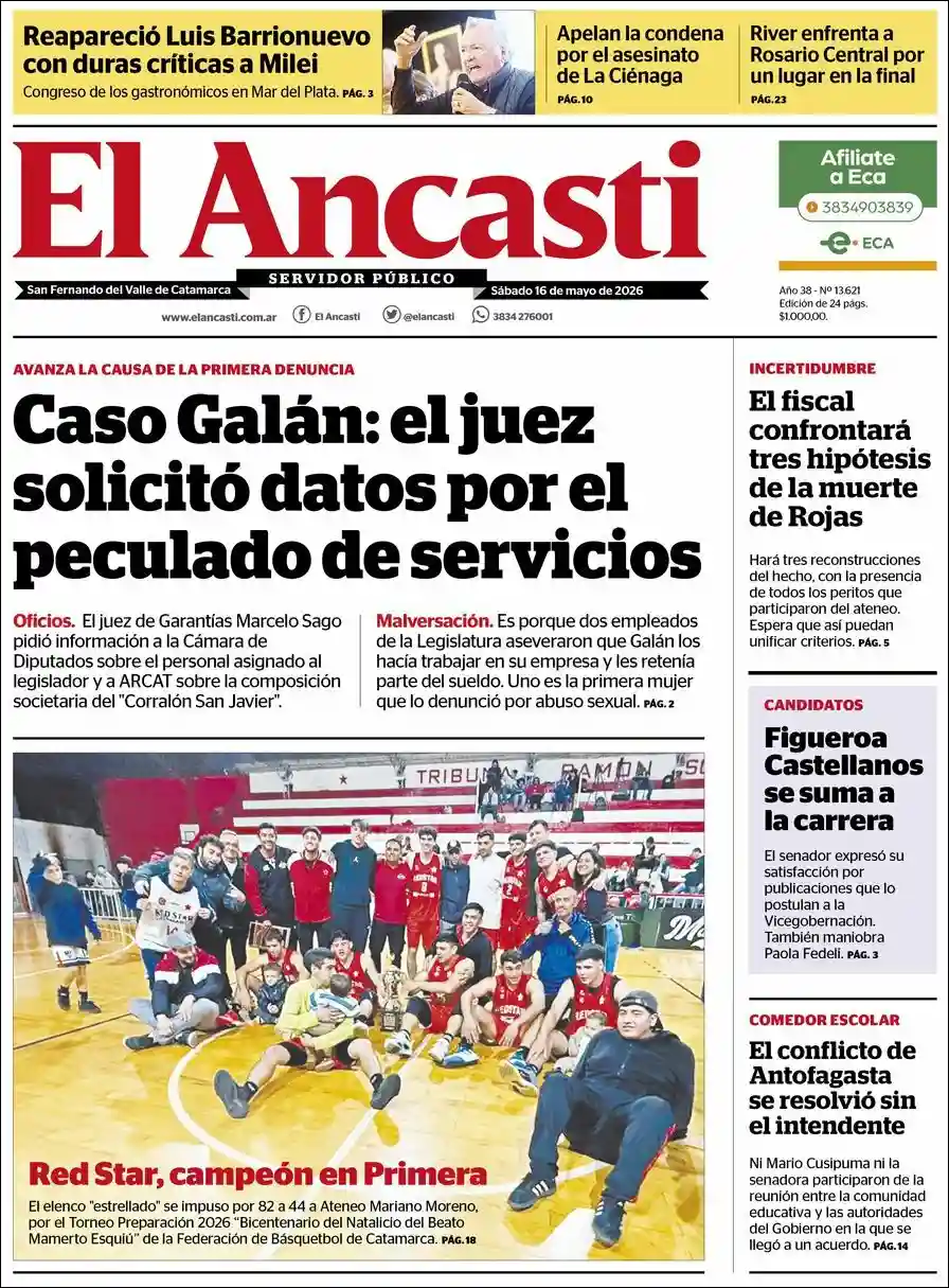 Evolucion Streaming | RADIO COSMOS - Tapa del diario Ancasti