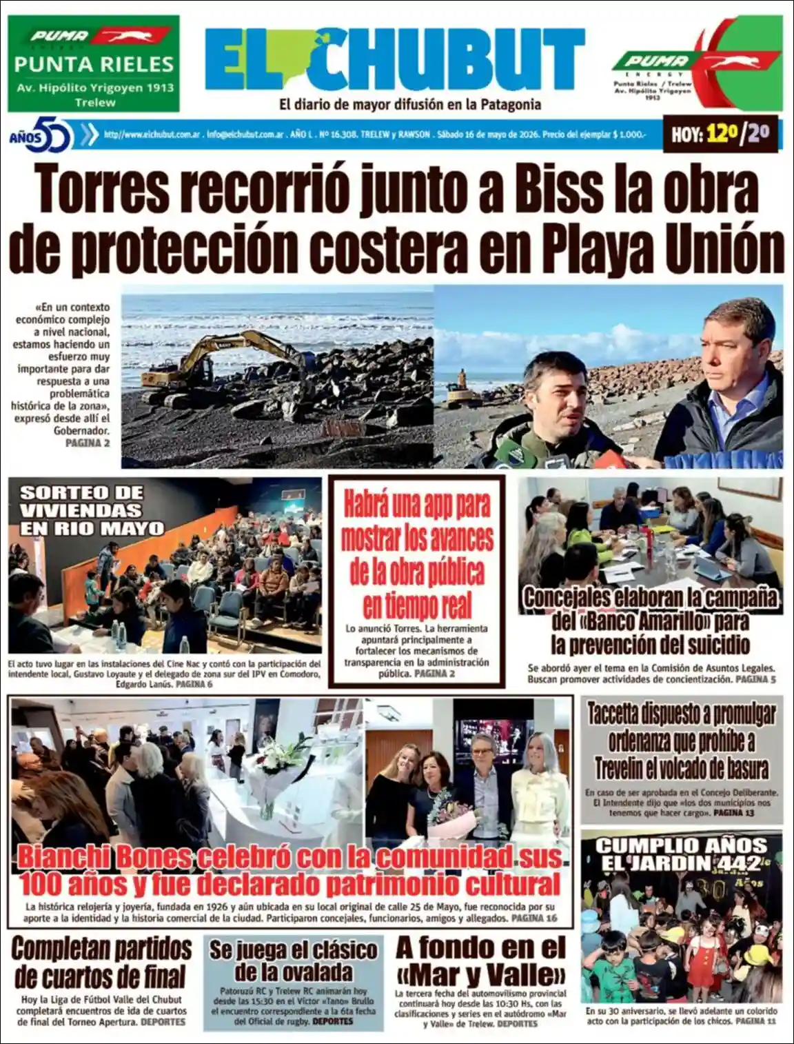 Evolucion Streaming | RADIO COSMOS - Tapa del diario El Chubut