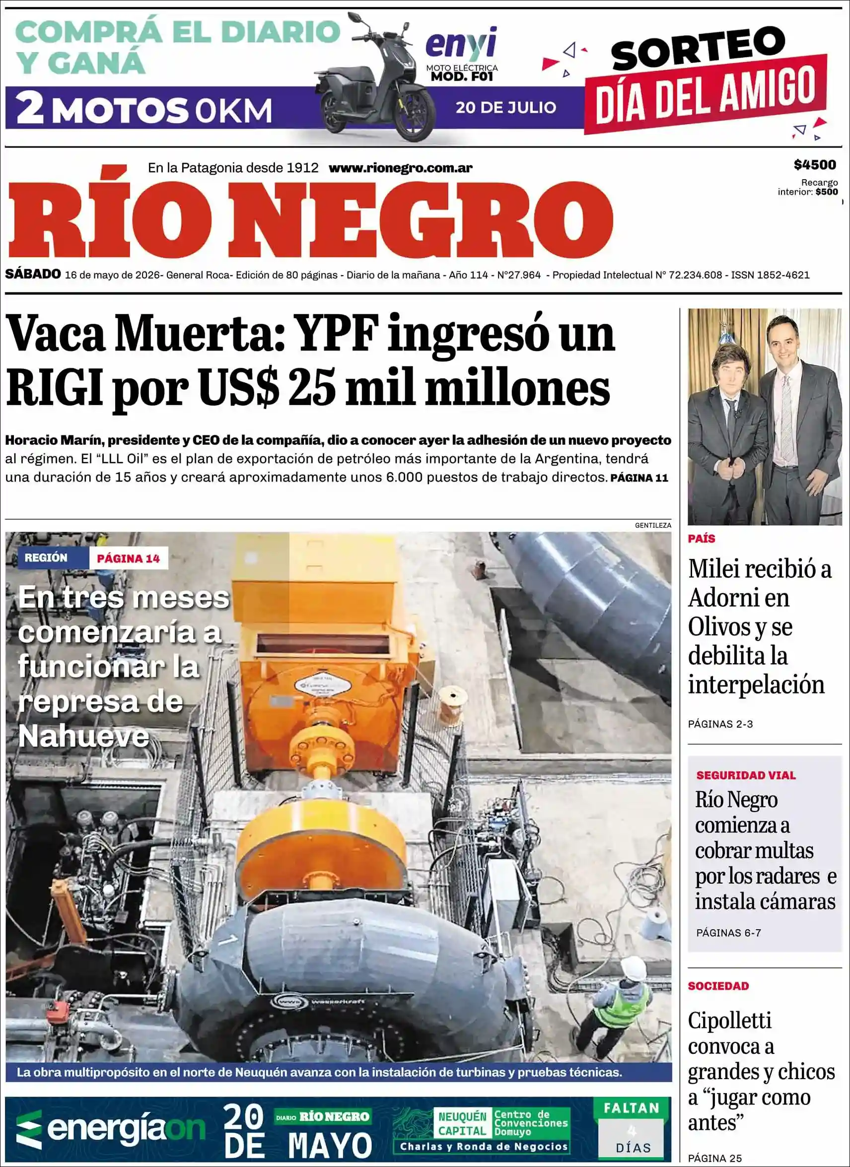 Evolucion Streaming | RADIO COSMOS - Tapa del diario Rio Negro