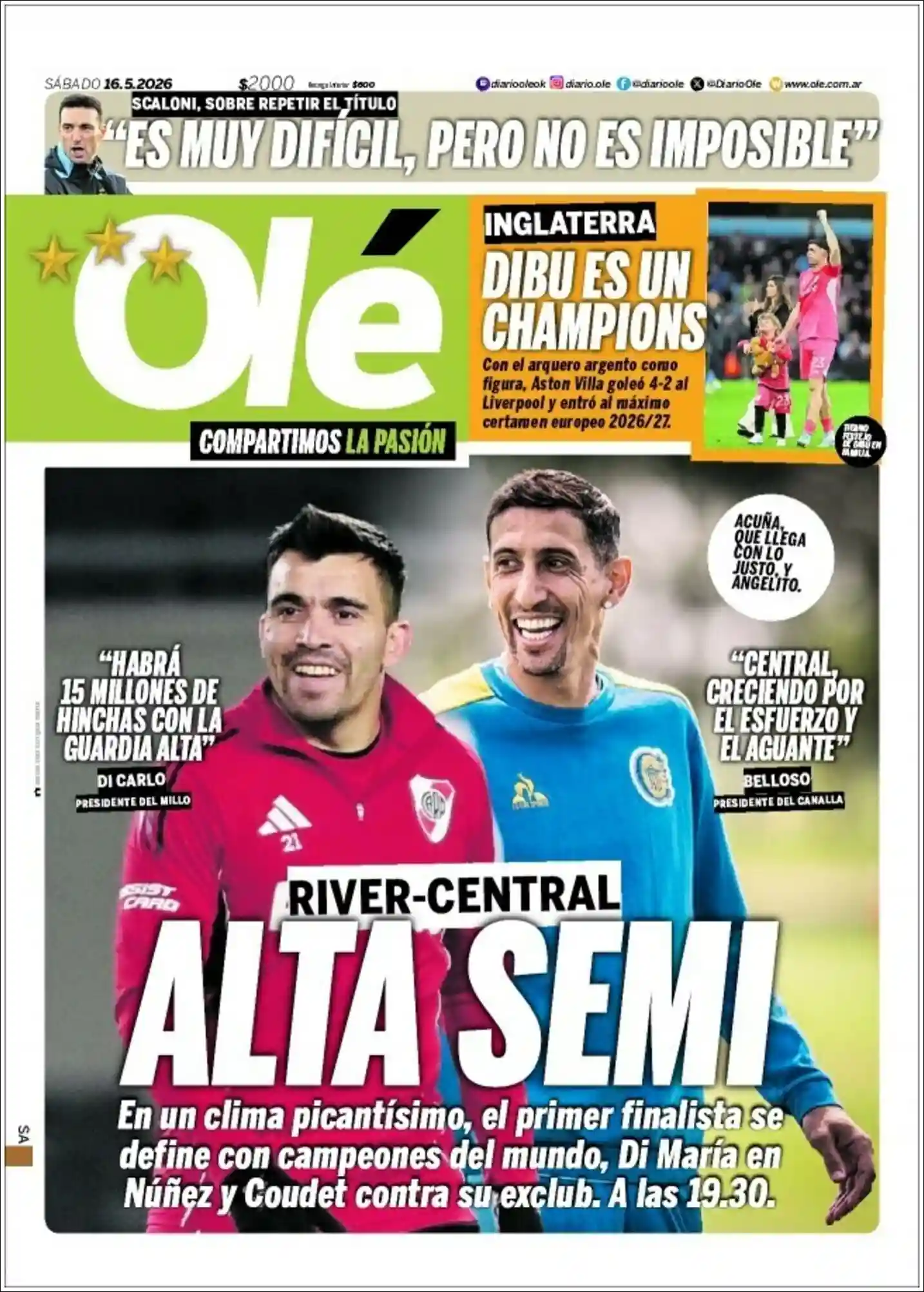 Evolucion Streaming | RADIO COSMOS - Tapa del diario Ole